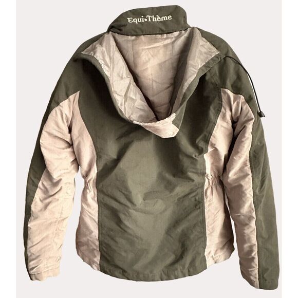 Equi Theme Womens Coat Jacket Removable Liner Zip Pockets Green Tan XS bv - Picture 10 of 10